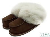 Дамски пантофи от естествена кожа 472 кафяви 