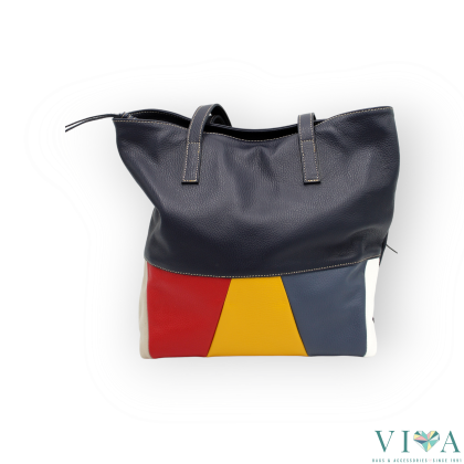Women's bag natural leather Avorio 7051 dark blue