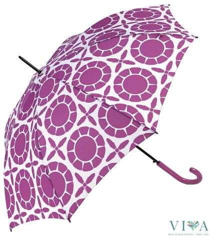 Women Automatic Bisetti Umbrella 34128 pink with white motives