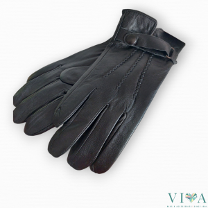 Мъжки ръкавици от естествена кожа черни  014