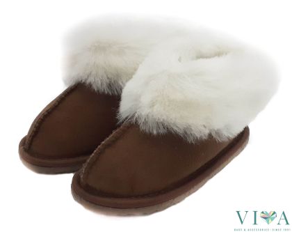Children slippers from natural leather 14 brown