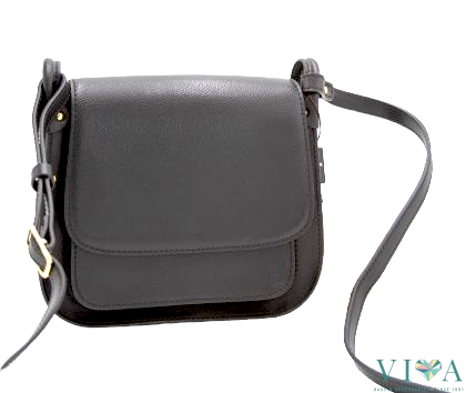 Чанта от естествена кожа Gianni Conti черна с капак