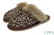 Дамски чехли от агнешка кожа - код 151 леопард 42 размер