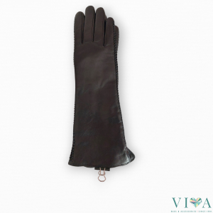 Дамски Дълги Ръкавици от Естествена Кожа черни 025